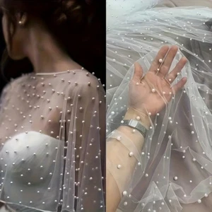 White Pearl Net Shawl Bridal Wedding Accessories Shawl Photography Props - Picture 1 of 9