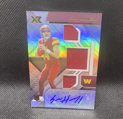 2022 Panini XR Sam Howell Rookie Triple Swatch Patch Auto /99 RC RPA Commanders - Image 1 of 2
