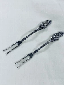 Vintage B. Nils Johan Sweden Pair Of Olive Cocktail Forks - Picture 1 of 10