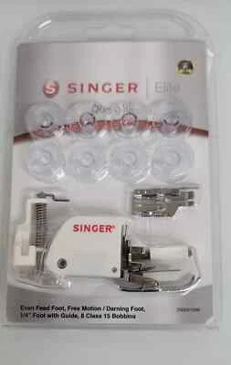 Singer Elite Quilting Kit + even feed ft + 1/4" ft + Darning ft + 8 Bobbin (2B) - Image 1 of 2