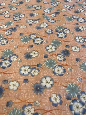 Kathy Hall ANDOVER FABRIC Pearl River Floral Orange Cotton 1.5 yd Asian Gold Vtg - Image 1 of 3