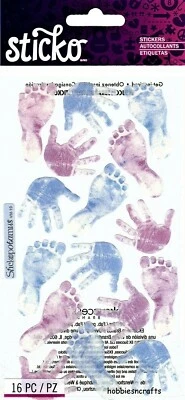 Pegatinas adhesivas AZUL Y PÚRPURA BEBÉ NIÑO ESTAMPADOS - Manos y huellas bebés Foto 1 de 2