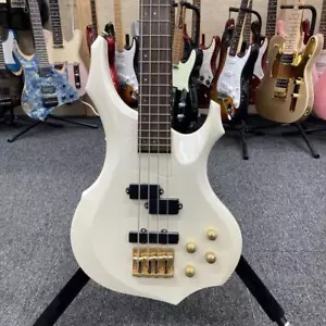 Grass Roots Forest Bass White Electric Bass Guitar Used Shipping From Japan - Picture 1 of 10