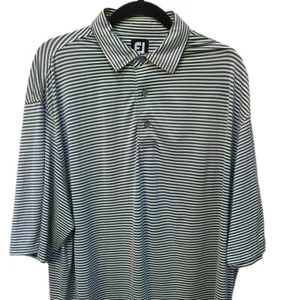 Men's FootJoy FJ Golf Performance Polo Shirt Green/Blue Stripe Size XL - Picture 1 of 7