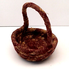 Miniature Woven Cloth Stiff Rag Basket 3in Country Rustic Decor B15-1347
