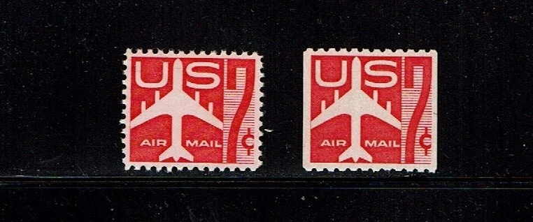 1960 U.S. AIRMAIL 7c Carmine Airplane REGULAR & COIL   Sc#C60-1 M/NH/OG* Scarce - Image 1 of 1