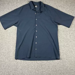 Vintage Nike Golf Dri Fit Button Up Shirt Mens Large L Navy Blue Short Sleeve - Picture 1 of 11