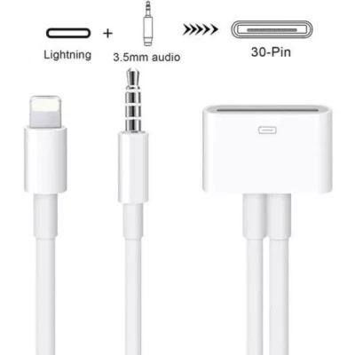 8Pin-Aux 3,5mm zu 30Pin Dock Konverter Adapter Kabel iPhone 4 5 6 7 X XS 11 Pro - Bild 1 von 4