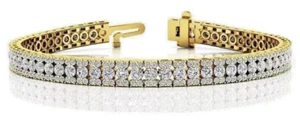 10Ct Round Lab-Created Diamond Men's Charming Bracelet 14K Yellow Gold Plated - Picture 1 of 1
