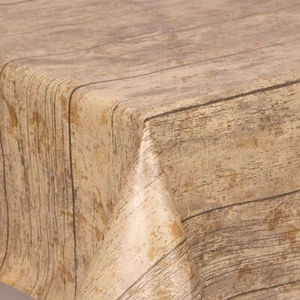 Brown Oak Wooden Look PVC Vinyl Wipe Clean Tablecloth Waterproof Modern Oil - Picture 1 of 4