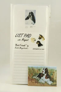 COCKER SPANIEL BLK WHITE~ MAGNETIC LIST PAD & MATCHING  REFRIGERATOR MAGNET - Picture 1 of 3