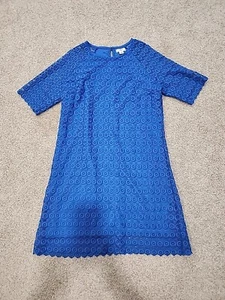 Cato Womens 14/16W Royal Blue Lace Dress With Elboe Length Sleeve - Picture 1 of 9