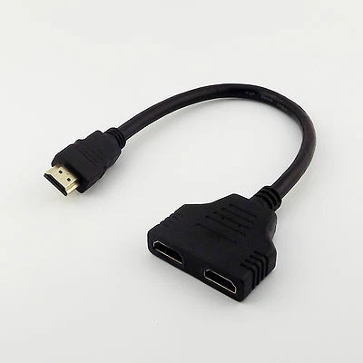 HDMI-compatible Port 1 In 2 Out Male to 2Female Splitter Adapter Converter Cable - Image 1 of 4