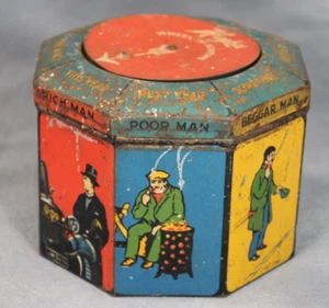 Rare Vintage 1930s Hughes Wheel of Fortune Spinning Litho Print Biscuit Tin - Picture 1 of 6