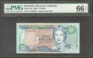 Bermuda 2 Dollars Queen Elizabeth II P-50a 2000 GEM UNC PMG 66 EPQ - Picture 1 of 2