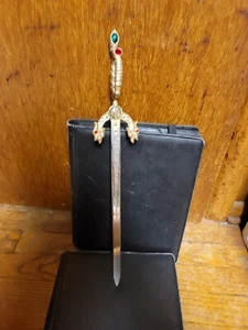 Robert Spanish Dagger Letter opener Spain Gold Plated VTG dragon medieval LOTR - Picture 1 of 12