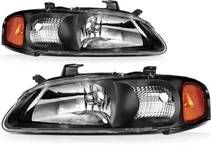 For 2000-2003 Nissan Sentra Headlights Clear Headlamps Black Housing Left+Right - Picture 1 of 6