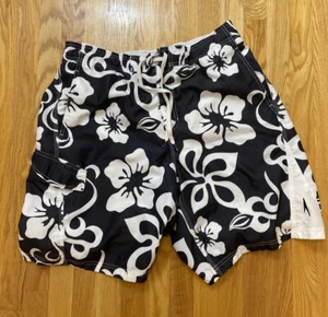 Men’s Speedo White/Black Hawaiian Board Shorts Swim Trunks Size XL - Picture 1 of 7