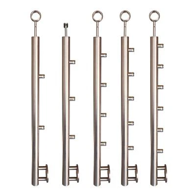 Edelstahl Pfosten seitliche Montage mit Querstabhalter Geländer V2A Treppe 12mm  - Bild 1 von 4