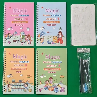 QLASH 23 Pcs Magic Reusable Practice Copybook Set Drawing Stencil Kit 4 Kids Gift NEW