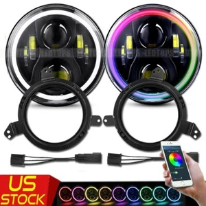 7'' inch Halo LED Headlight DRL Light w/Mounting Bracket For 18+Jeep Wrangler JK - Picture 1 of 12