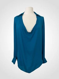 Blusa de mujer Haute Hippie cuello capucha de seda manga larga grande ASO TV silenciosa de lujo - Imagen 1 de 10