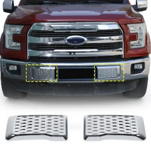 2pcs Chrome Front Bumper Corner Panel Trim Decor Cover For Ford F-150 F150 2015+ - Picture 1 of 8