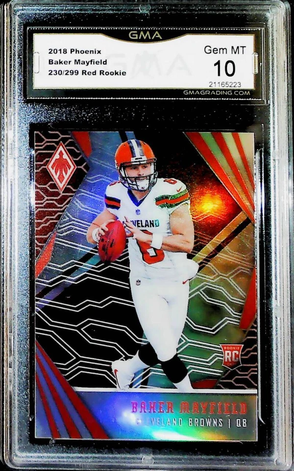 2018 Panini Phoenix Red S299 308 Baker Mayfield RC Browns Rookie GMA 10 GEM MINT - Image 1 of 2