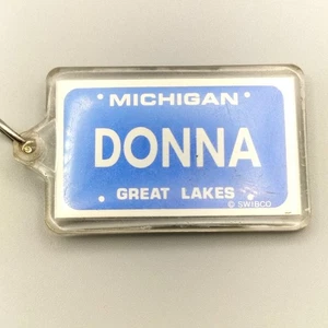 SWIBCO Vintage Keychain Donna Michigan Plate Great Lakes Souvenir Road Trip - Picture 1 of 5