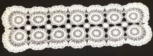 14.5" x 46" Rectangular - White Cotton Crochet Table Runner /Scarf (Circles) - Picture 1 of 5