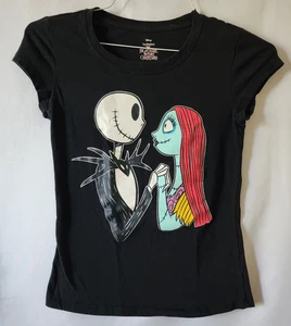 Disney Nightmare Before Christmas Jack Sally Lovers Tee Shirt Black Size Small - Picture 1 of 5