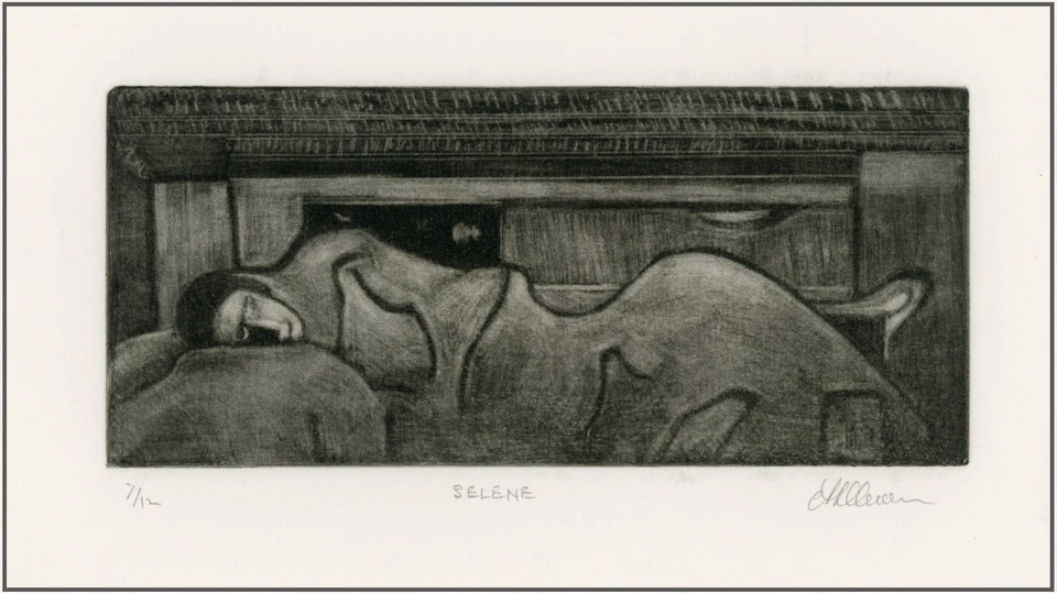 MUJER DURMIENDO SOÑANDO; MEZZOTINTA Impresionista Original Firmado. Artista listado Foto 1 de 1