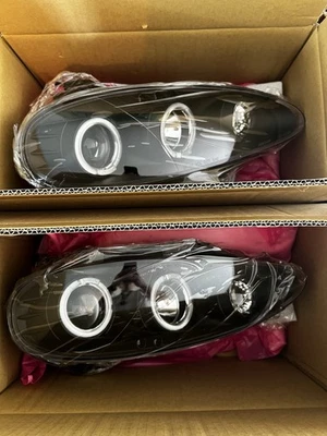 Black Fits 2001-2005 Mazda Miata Mx5 Led Halo Projector Headlights Lamps 01-05 - Image 1 of 3