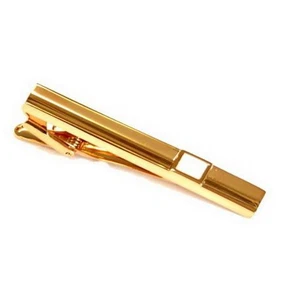 Polished Rose Gold Concave Tie Bar with Fiber Optic White Stone - Picture 1 of 1