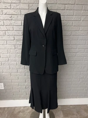 Nygard Collection Mujer Negro Manga Larga Chaqueta Midi 2 Piezas Falda Traje Talla 6 Foto 1 de 4