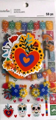 3 PAGE BOOKLET- REALLY COLORFUL EMBELLISHMENTS !  59 PIECES! - Image 1 of 3