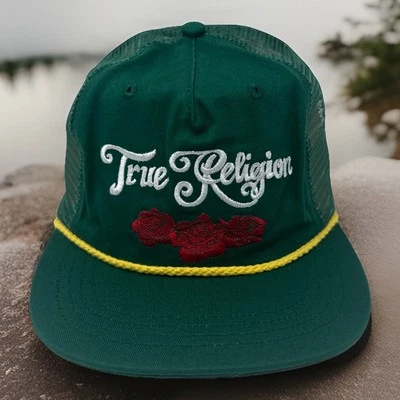 Sombrero de camionero True Religion rosa cuerda de camionero gorra verde bosque Foto 1 de 4