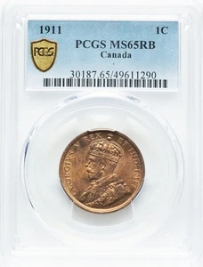 1911 George V Large Cent - PCGS MS65RB - VERY PQ WITH CLAIMS TO MS66! - Picture 1 of 3