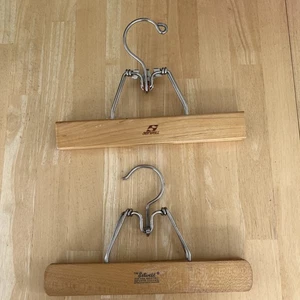 Setwell SET OF 2 VINTAGE Wooden w/ Metal Clamp Slack Skirt Pants Art Hangers 10" - Picture 1 of 4