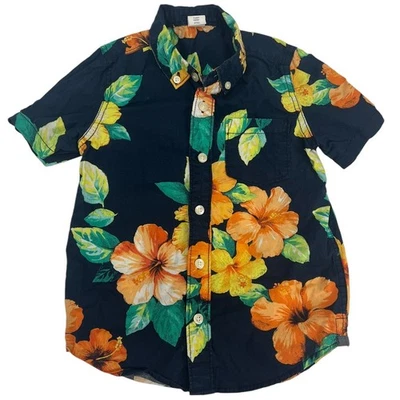 BABY GAP Floral Hibiscus Short Sleeve Button Down Shirt Sz 4 - Image 1 of 4