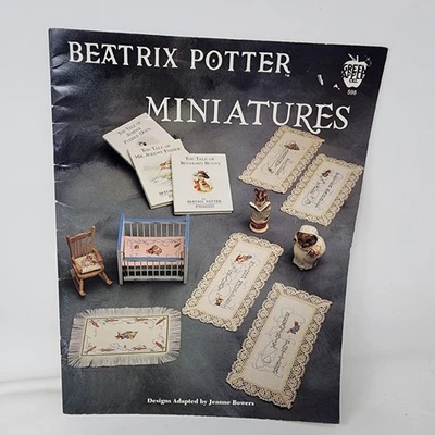 Vtg Beatrix Potter Miniatures Cross Stitch Book Patterns 1991 Green Apple Co - Image 1 of 4