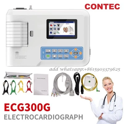 CONTEC ECG300G Digital 3 Channel ECG EKG Machine electrocardiograph 12 lead - Image 1 of 4