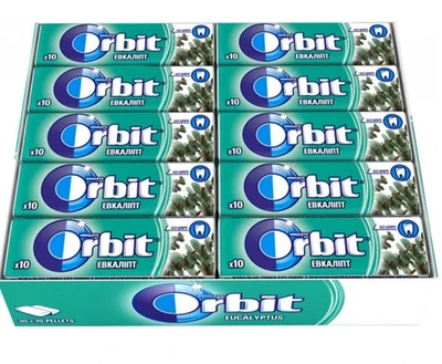10x14 克 Wrigley's Orbit 桉树无糖咀嚼口香糖 (100 件) — 第 1/3 张图片
