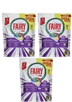 150 PASTIGLIE LAVASTOVIGLIE FAIRY PLATINUM PLUS MIRACLE DETERSIVO LAVASTOVIGLIE  - Image 1 of 3