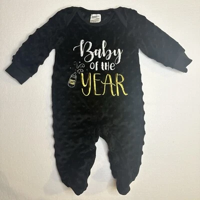 Bebé del Año Baby Starters 3M Negro Año Nuevo’s Pijama Terciopelo Jumper Foto 1 de 4