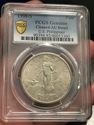 USA/Philippines 1908-S 1 Peso Silver Coin #52 Cover