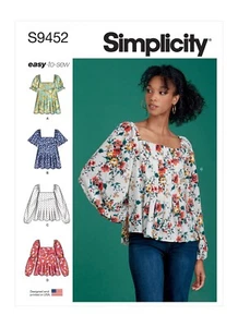 SIMPLICITY 9452 MISSES BLOUSES TOPS Sewing Pattern Sizes 6-14 & 16-24 Skill EASY - Picture 1 of 10