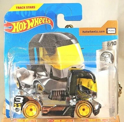 2018 Hot Wheels #36 Super Chromes 8/10 RIG HEAT Chrome-Black Yellow5Sp ShortCard - Image 1 of 4