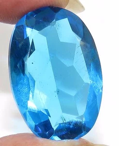 Loose Gemstone 18.85 Ct Blue Topaz Certified Transparent Oval Shape Topaz Gem - Picture 1 of 8