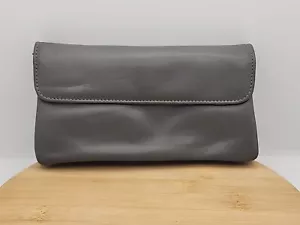 Vtg 1960s Baronet Leather Gray Kiss Lock Clutch Change Purse Wallet Checkbook - Picture 1 of 9